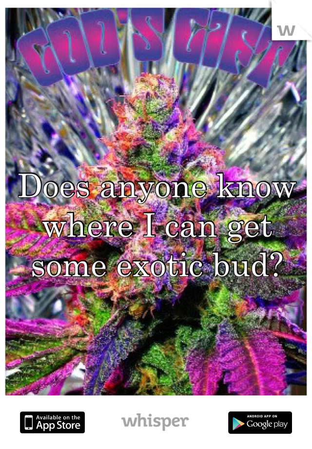 Does anyone know where I can get some exotic bud?
