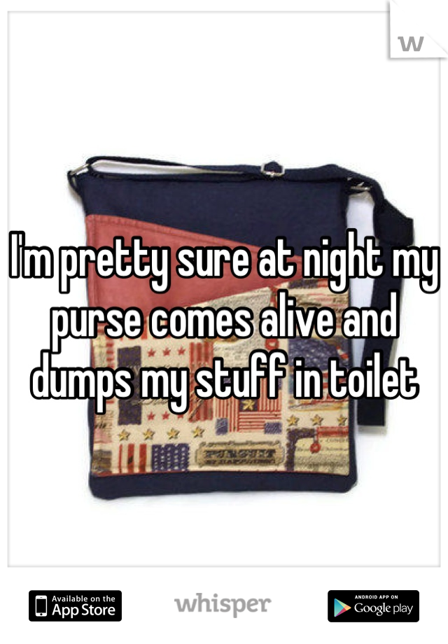 I'm pretty sure at night my purse comes alive and dumps my stuff in toilet