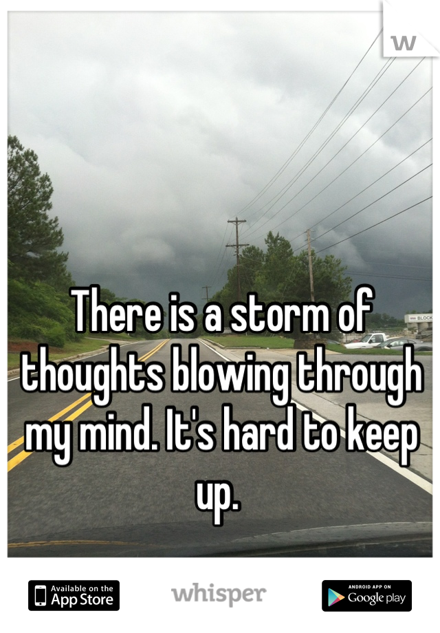 There is a storm of thoughts blowing through my mind. It's hard to keep up. 