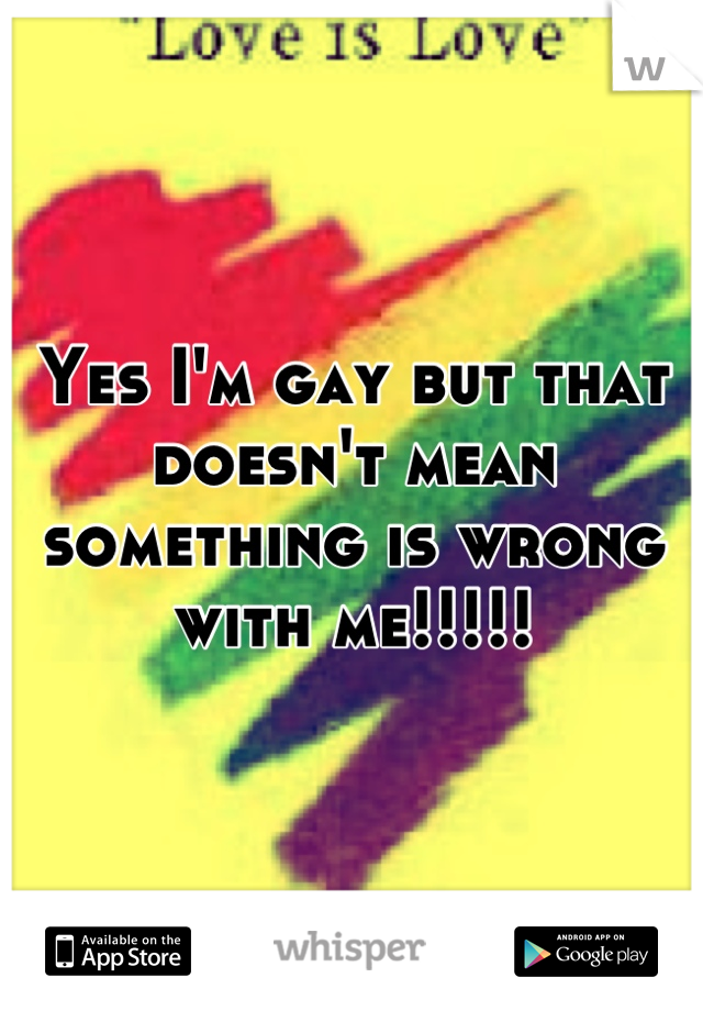Yes I'm gay but that doesn't mean something is wrong with me!!!!!