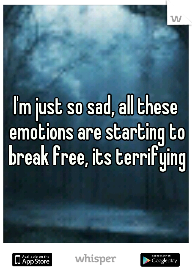 I'm just so sad, all these emotions are starting to break free, its terrifying