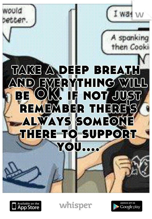 take a deep breath and everything will be OK. if not just remember there's always someone there to support you....