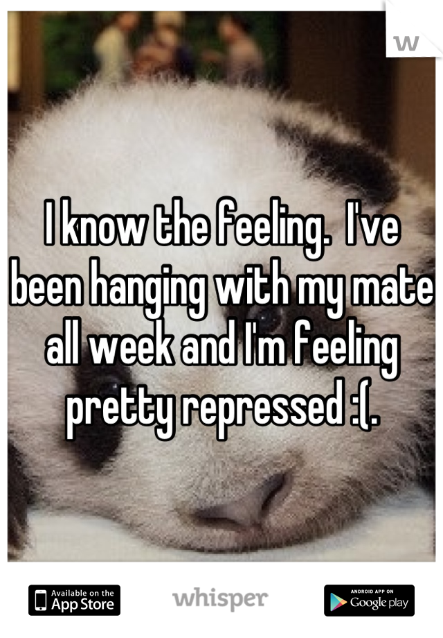 I know the feeling.  I've been hanging with my mate all week and I'm feeling pretty repressed :(.