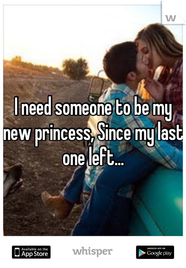 I need someone to be my new princess, Since my last one left...
