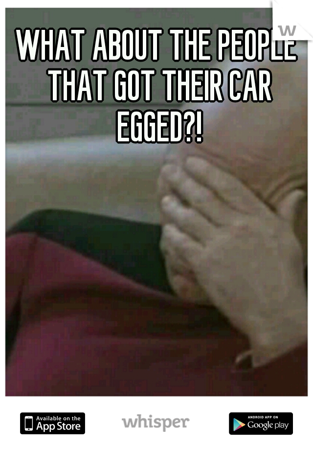 WHAT ABOUT THE PEOPLE THAT GOT THEIR CAR EGGED?!