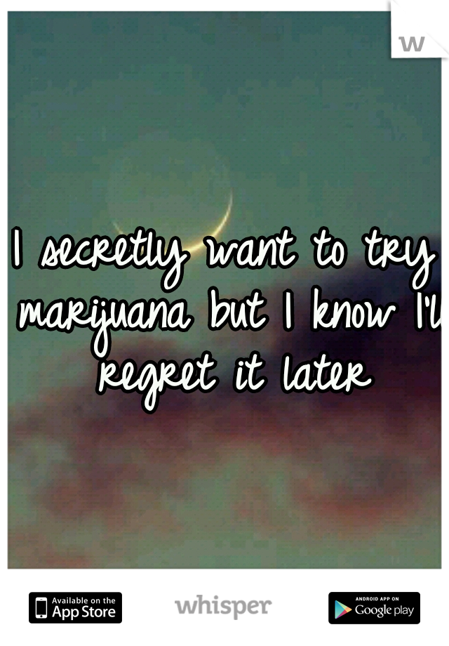 I secretly want to try marijuana but I know I'll regret it later