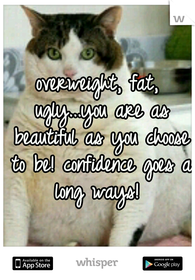 overweight, fat, ugly...you are as beautiful as you choose to be! confidence goes a long ways! 