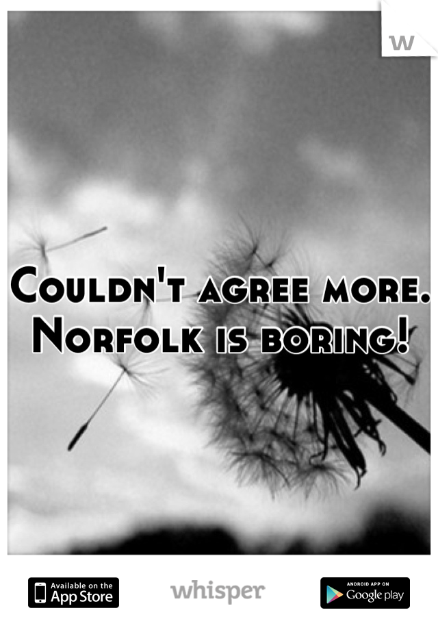 Couldn't agree more. Norfolk is boring!