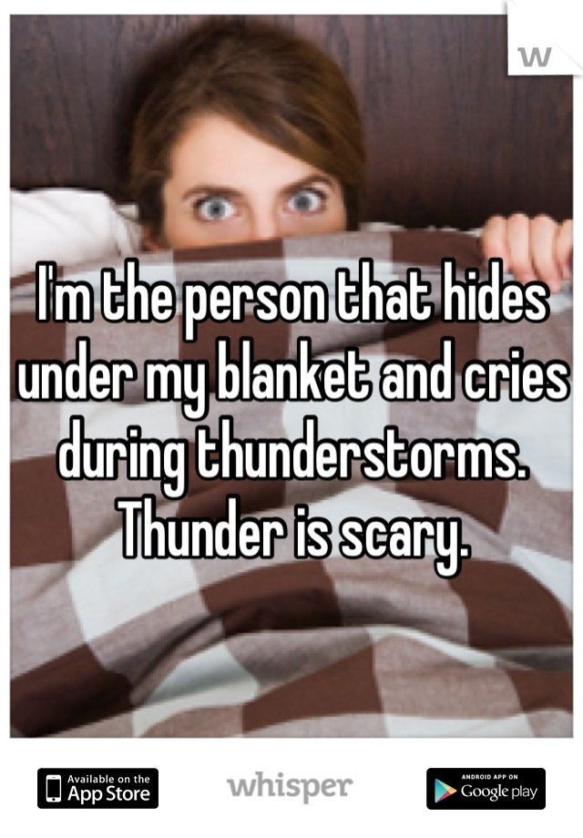 I'm the person that hides under my blanket and cries during thunderstorms. Thunder is scary.