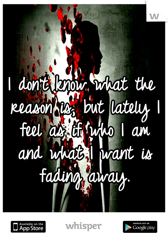 I don't know what the reason is, but lately I feel as if who I am and what I want is fading away.