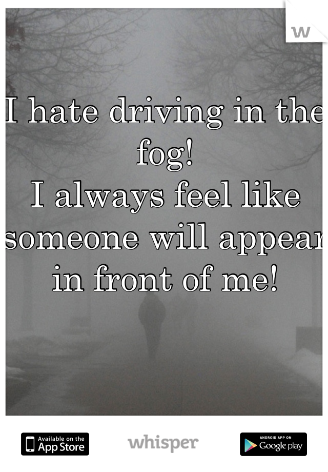 I hate driving in the fog! 
I always feel like someone will appear in front of me! 


