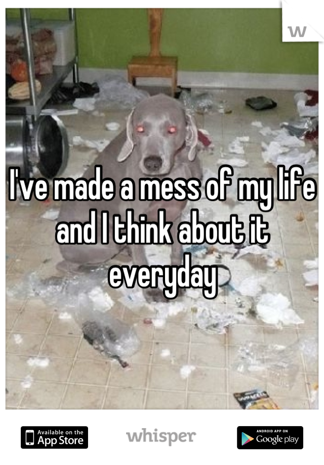 I've made a mess of my life and I think about it everyday