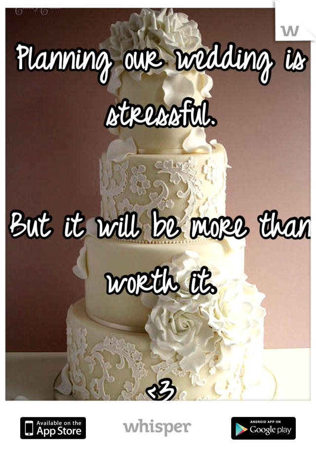 Planning our wedding is stressful.

But it will be more than worth it. 

<3