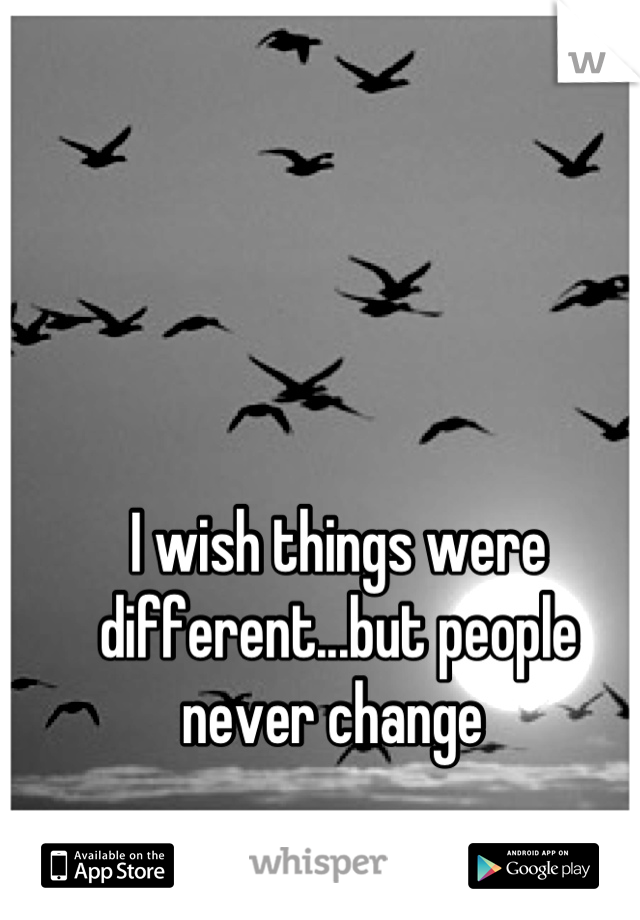 I wish things were different...but people never change 