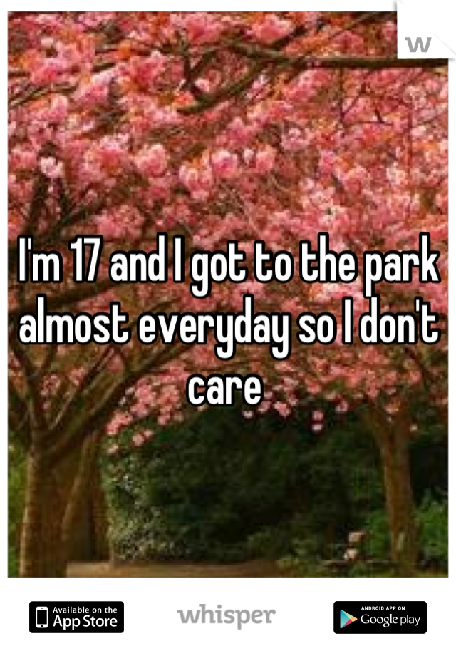 I'm 17 and I got to the park almost everyday so I don't care 