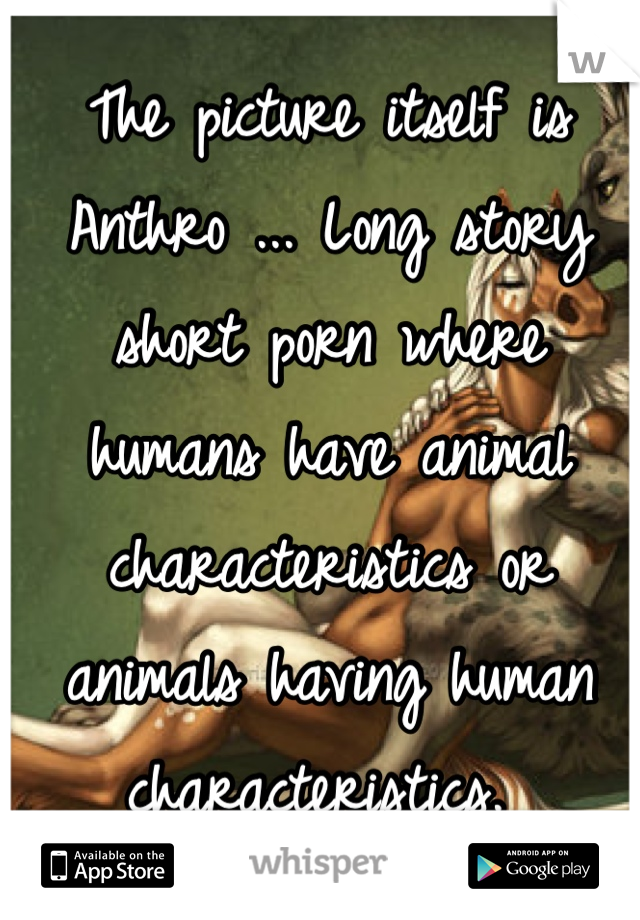 The picture itself is Anthro ... Long story short porn where humans have animal characteristics or animals having human characteristics. 