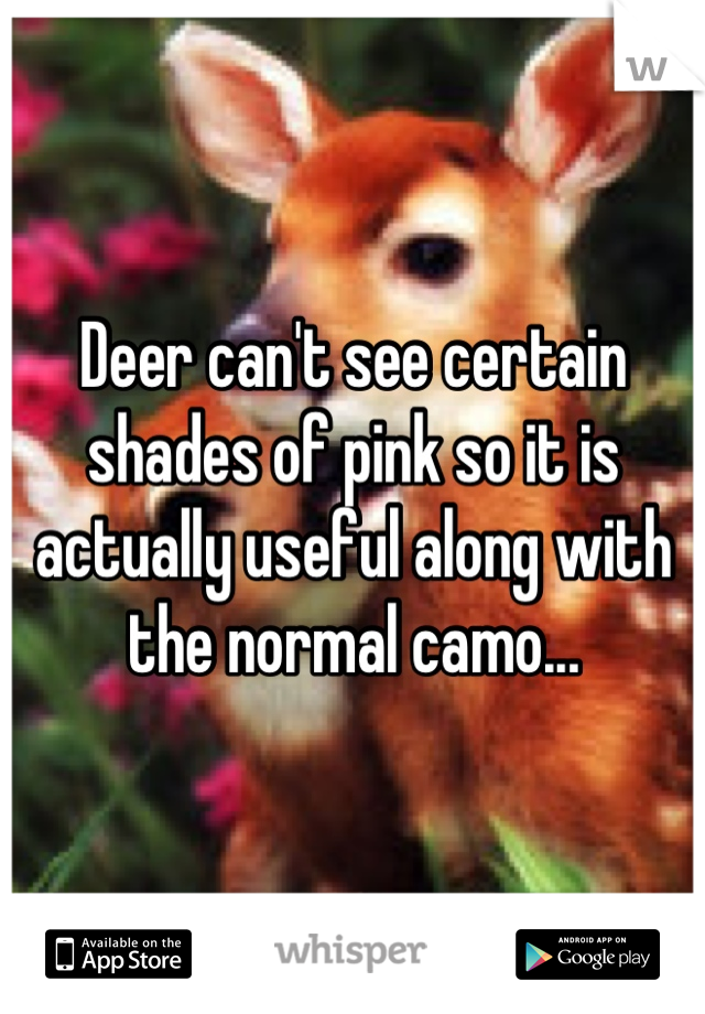 Deer can't see certain shades of pink so it is actually useful along with the normal camo...