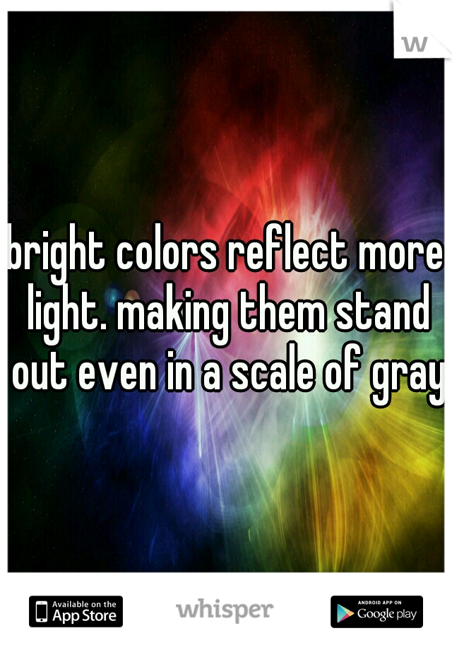 bright colors reflect more light. making them stand out even in a scale of grays