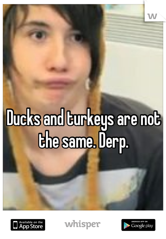 Ducks and turkeys are not the same. Derp.