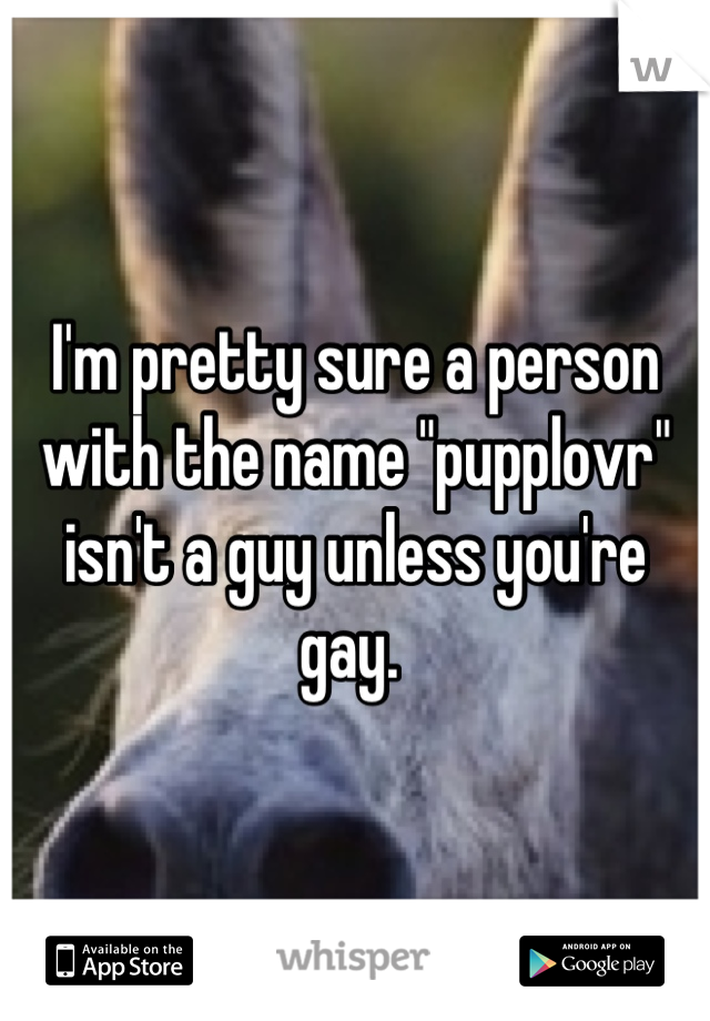 I'm pretty sure a person with the name "pupplovr" isn't a guy unless you're gay. 