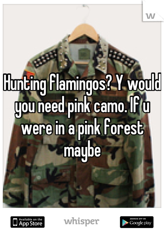 Hunting flamingos? Y would you need pink camo. If u were in a pink forest maybe