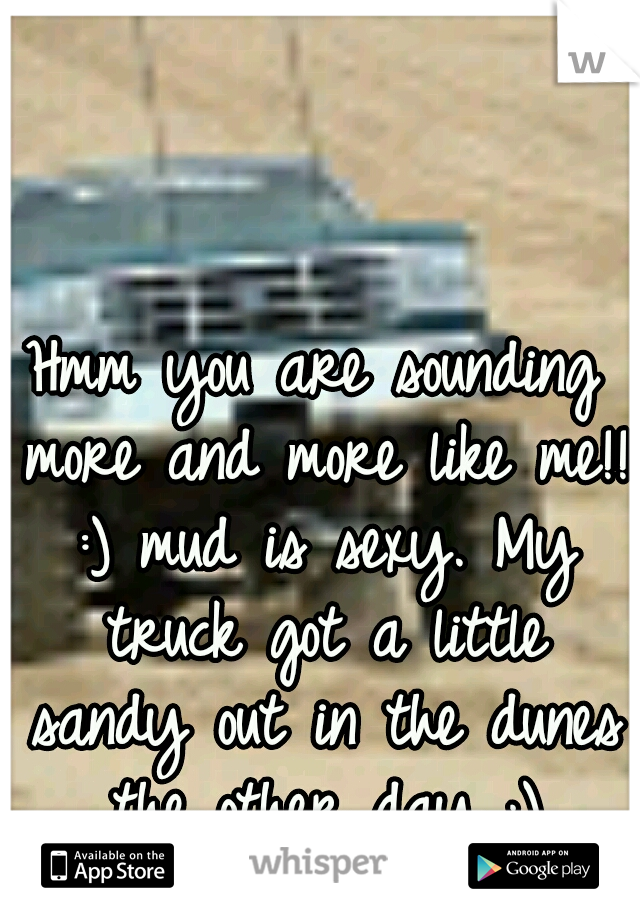 Hmm you are sounding more and more like me!! :) mud is sexy. My truck got a little sandy out in the dunes the other day ;)