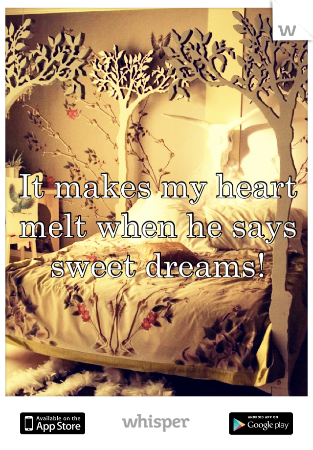 It makes my heart melt when he says sweet dreams!