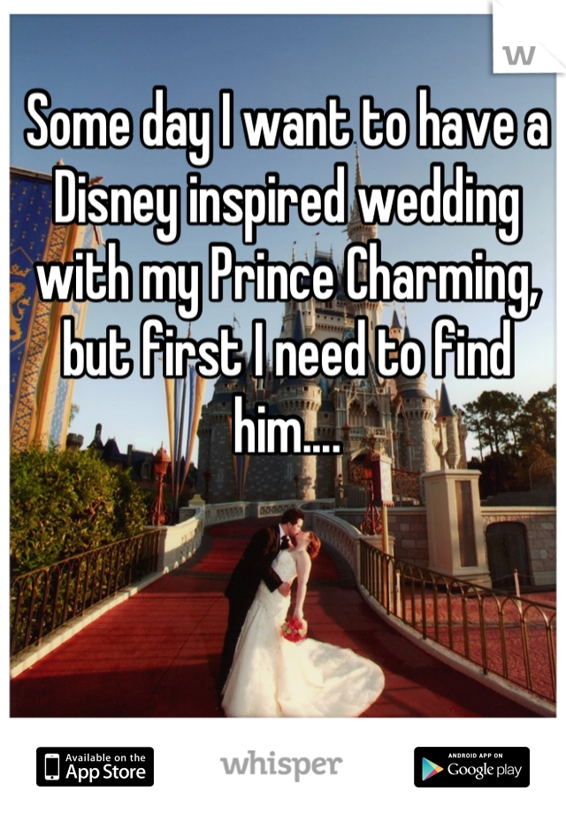 Some day I want to have a Disney inspired wedding with my Prince Charming, but first I need to find him....