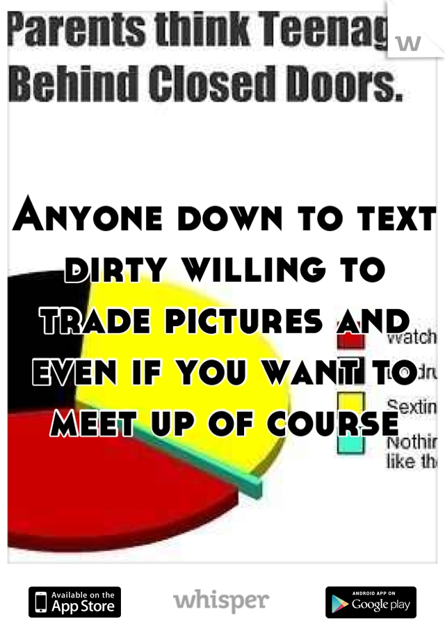 Anyone down to text dirty willing to trade pictures and even if you want to meet up of course