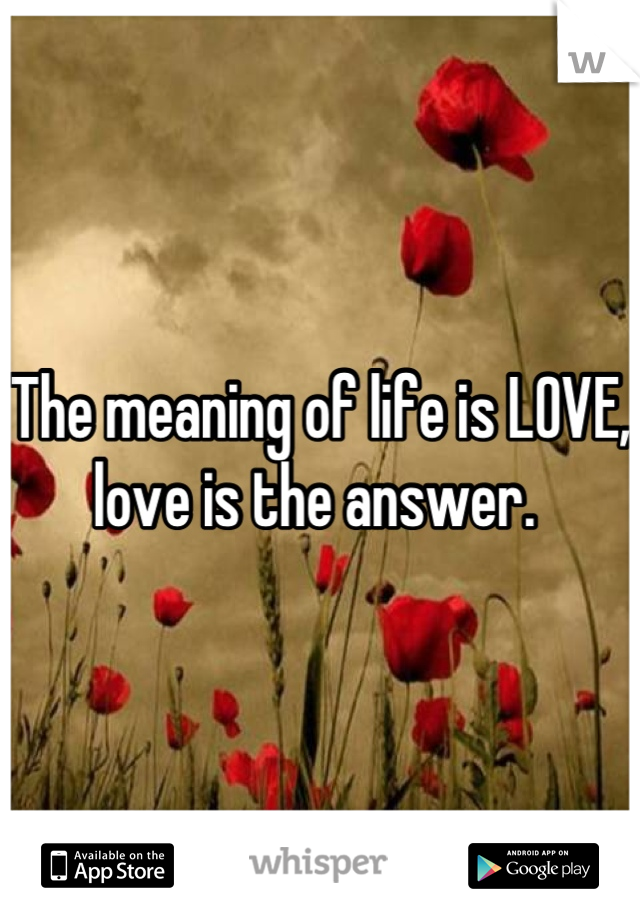 The meaning of life is LOVE, love is the answer. 