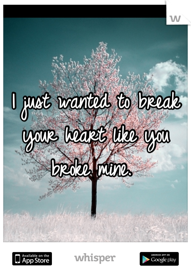 I just wanted to break your heart like you broke mine. 