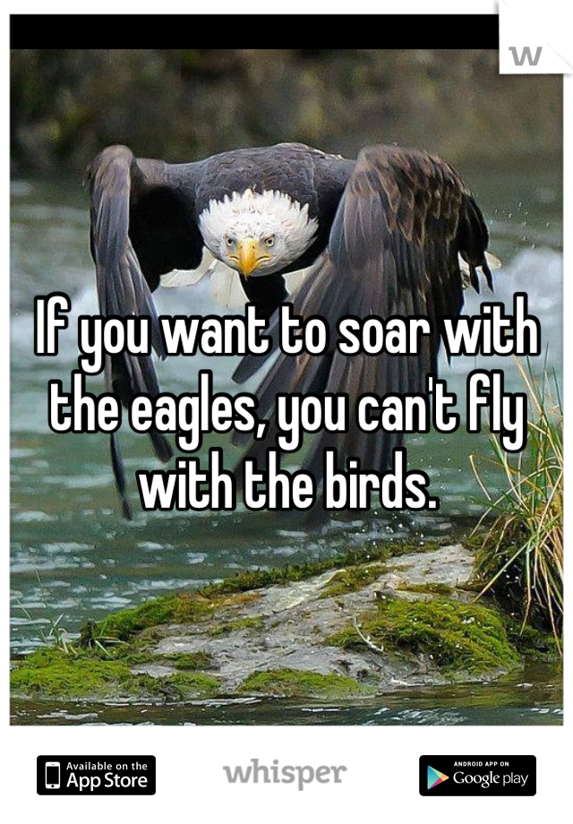 If you want to soar with the eagles, you can't fly with the birds.