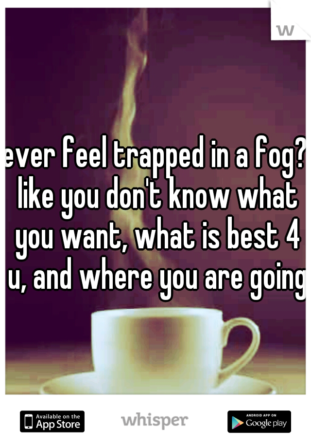 ever feel trapped in a fog? like you don't know what you want, what is best 4 u, and where you are going?