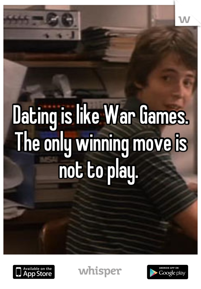 Dating is like War Games. The only winning move is not to play. 