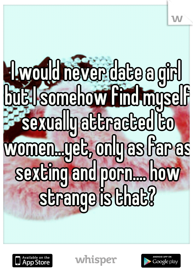 I would never date a girl but I somehow find myself sexually attracted to women...yet, only as far as sexting and porn.... how strange is that?