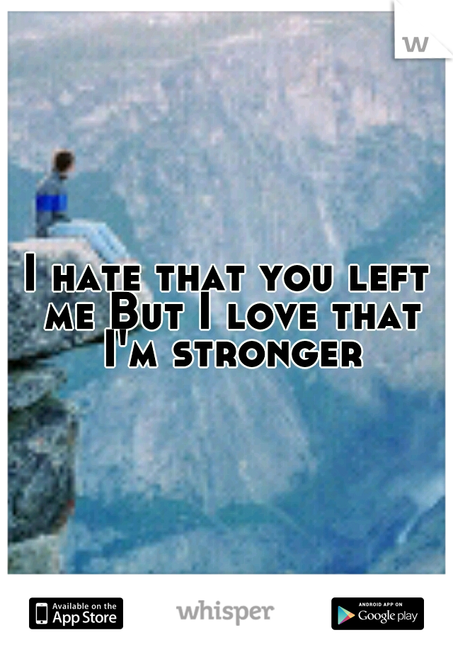 I hate that you left me But I love that I'm stronger