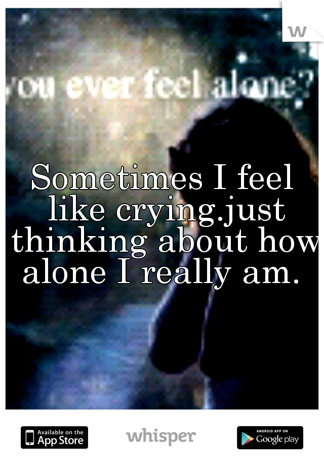 Sometimes I feel like crying.just thinking about how alone I really am. 