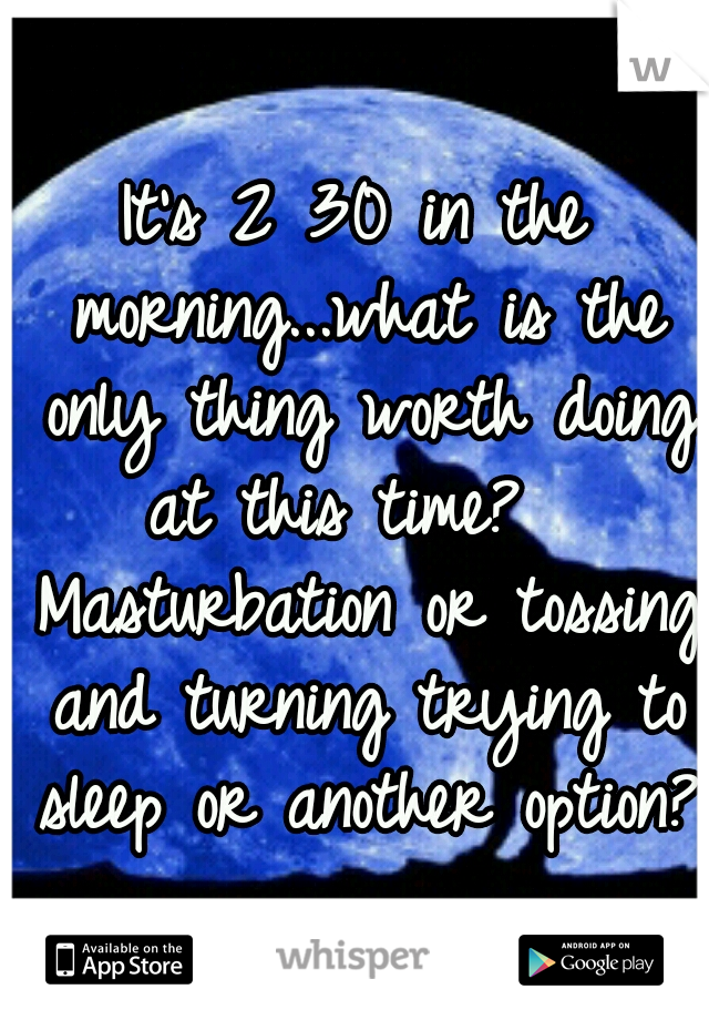 It's 2 30 in the morning...what is the only thing worth doing at this time?   Masturbation or tossing and turning trying to sleep or another option?