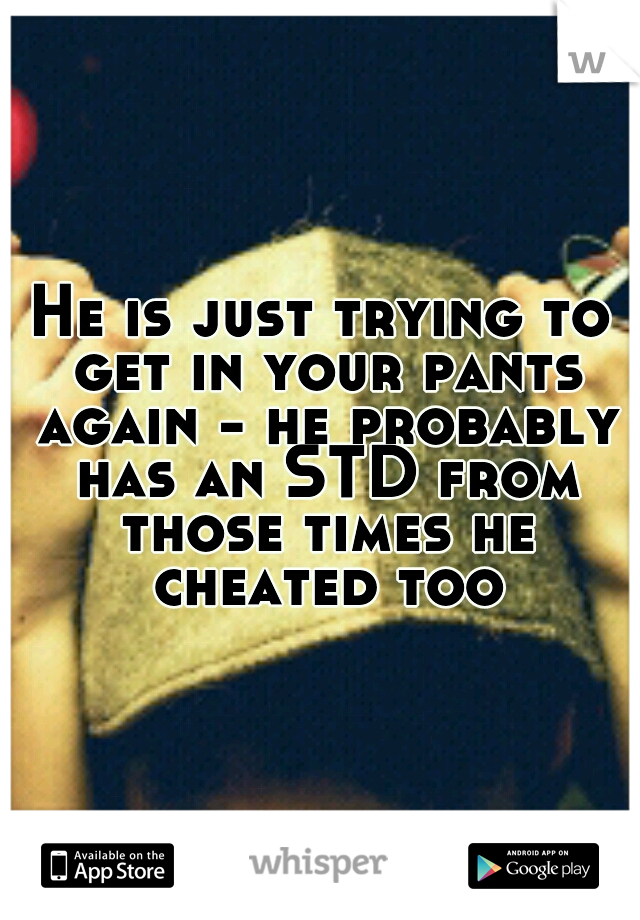 He is just trying to get in your pants again - he probably has an STD from those times he cheated too