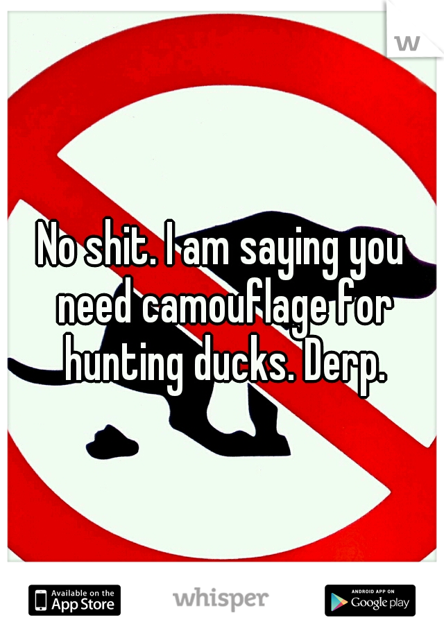 No shit. I am saying you need camouflage for hunting ducks. Derp.