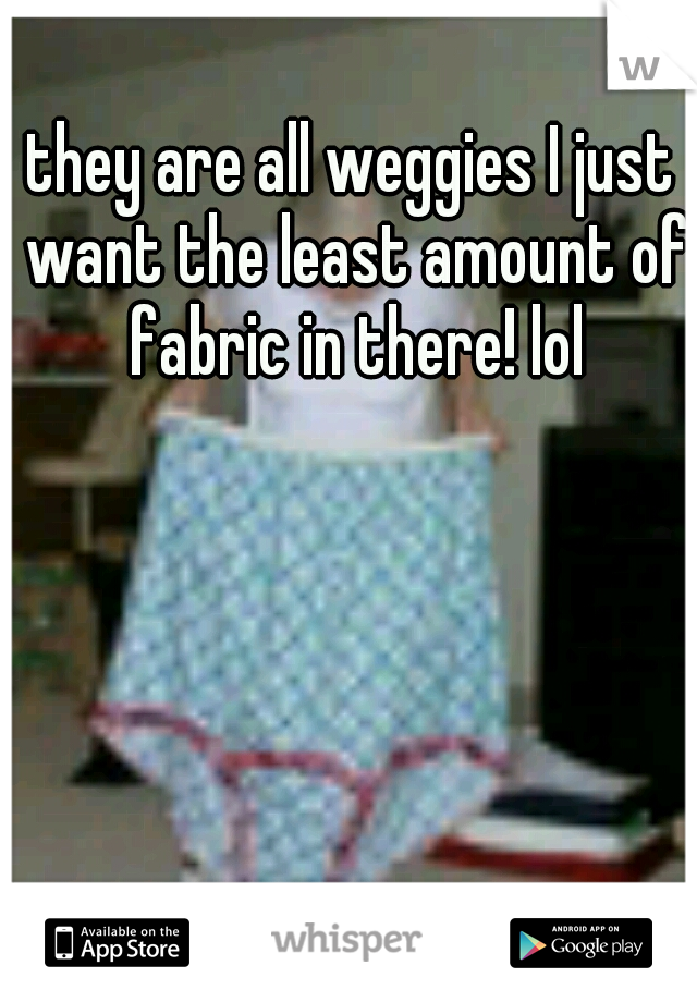 they are all weggies I just want the least amount of fabric in there! lol