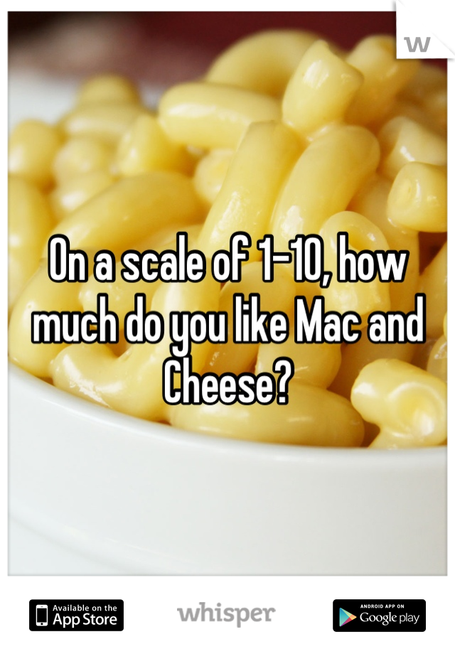 On a scale of 1-10, how much do you like Mac and Cheese?