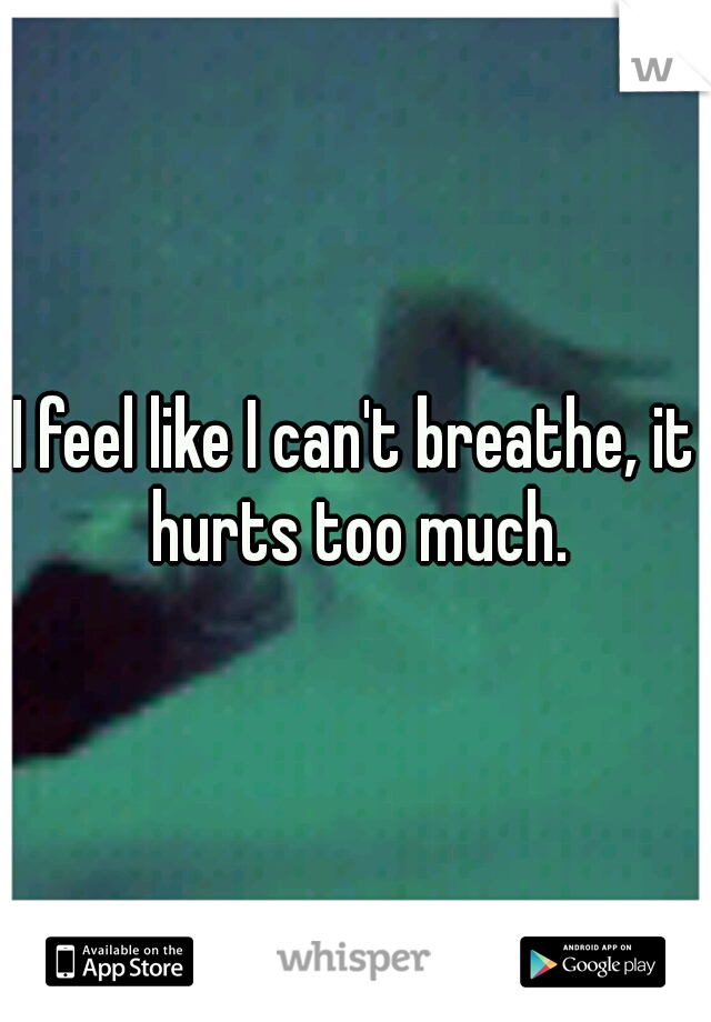 I feel like I can't breathe, it hurts too much.