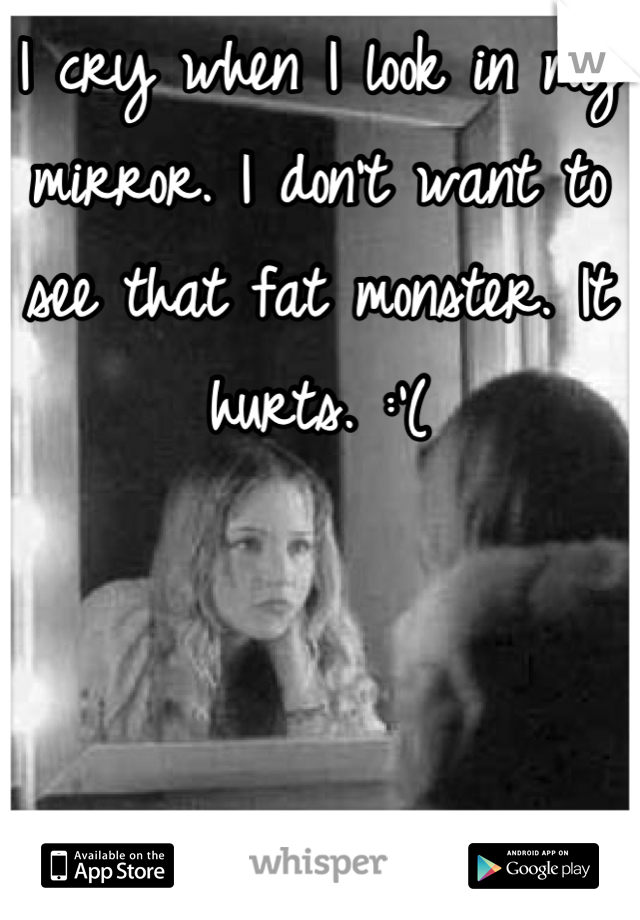 I cry when I look in my mirror. I don't want to see that fat monster. It hurts. :'(