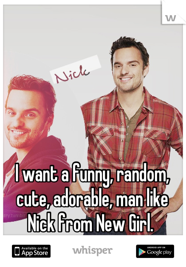 I want a funny, random, cute, adorable, man like Nick from New Girl. 