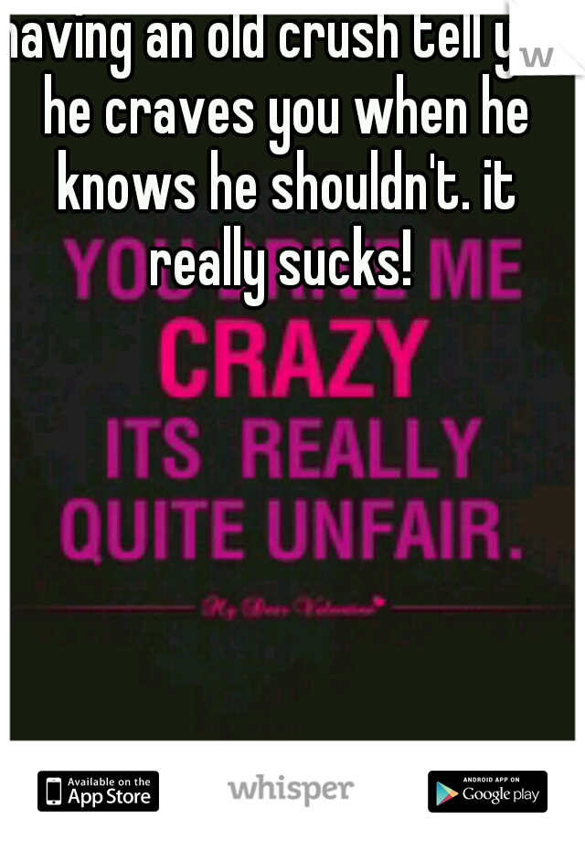 having an old crush tell you he craves you when he knows he shouldn't. it really sucks! 