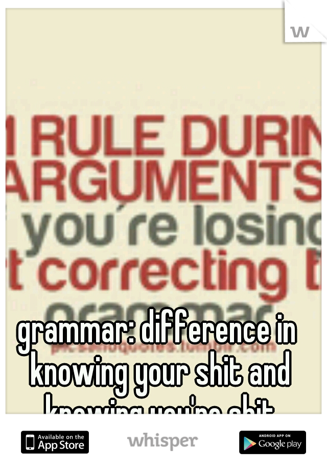 grammar: difference in knowing your shit and knowing you're shit