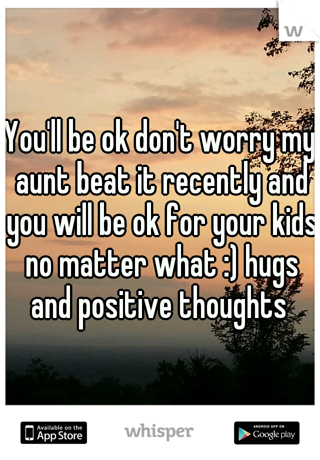 You'll be ok don't worry my aunt beat it recently and you will be ok for your kids no matter what :) hugs and positive thoughts 