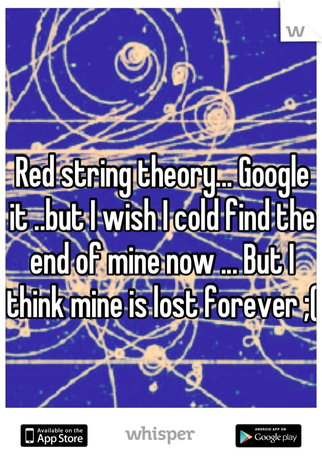 Red string theory... Google it ..but I wish I cold find the end of mine now ... But I think mine is lost forever ;(