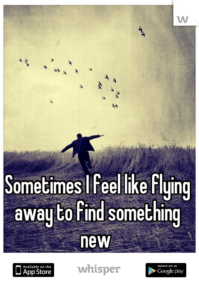 Sometimes I feel like flying away to find something new 